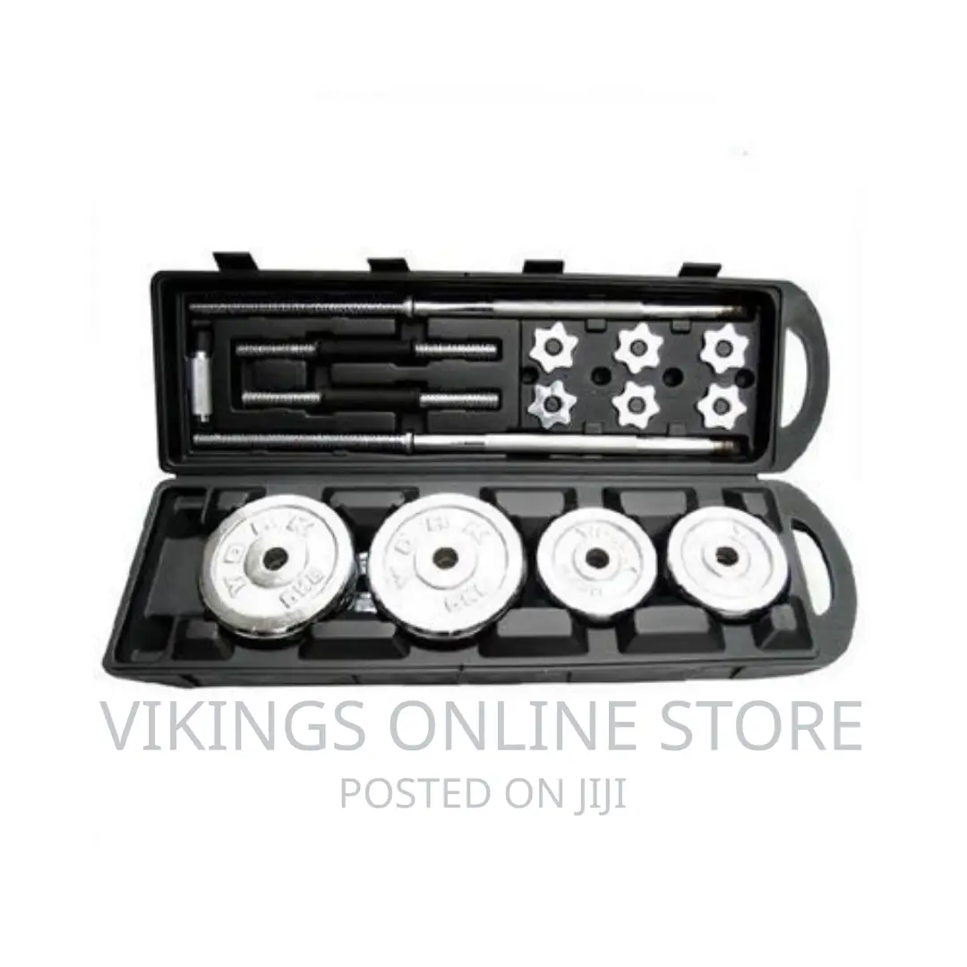 York Fitness Barbell and Dumbbells Set, 50kg - Silver
