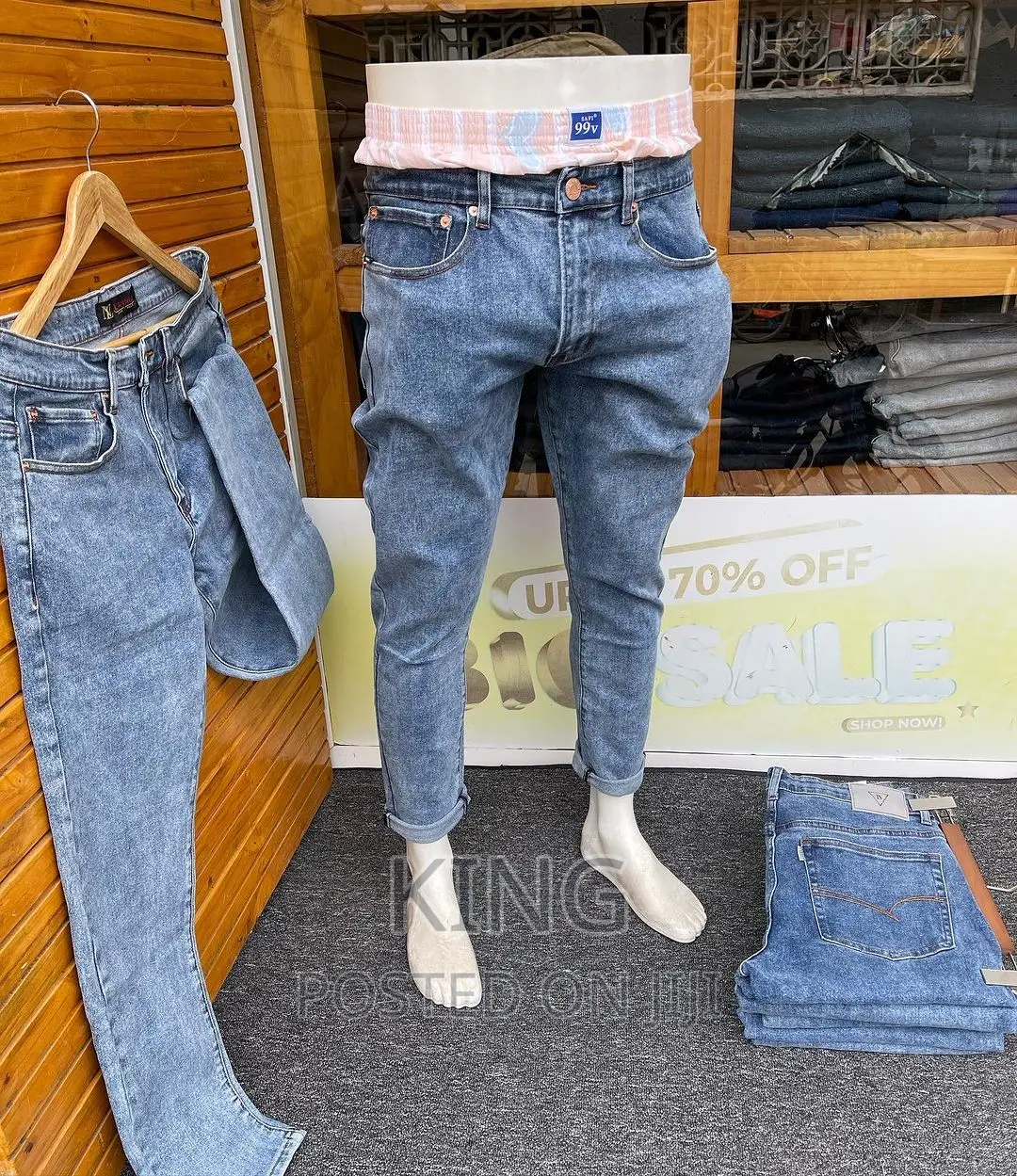 Jeans. Ocean Blue Slim Fit Trousers