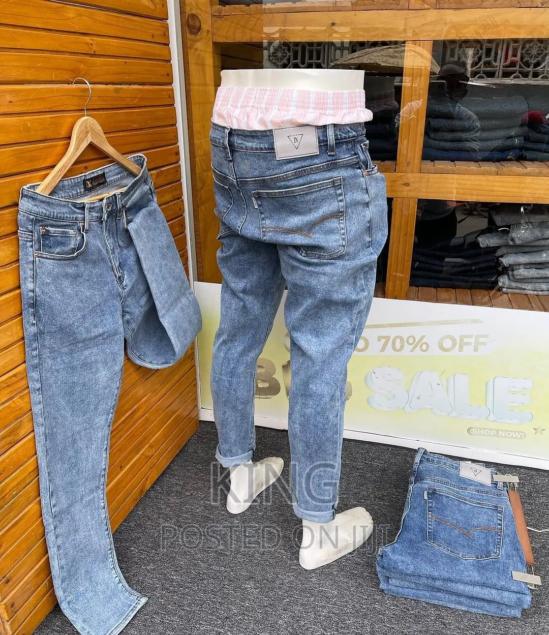 Jeans. Ocean Blue Slim Fit Trousers