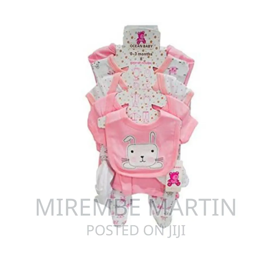 8pc 100% Cotton Baby Girl / Boy Clothing Pack – White,Pink