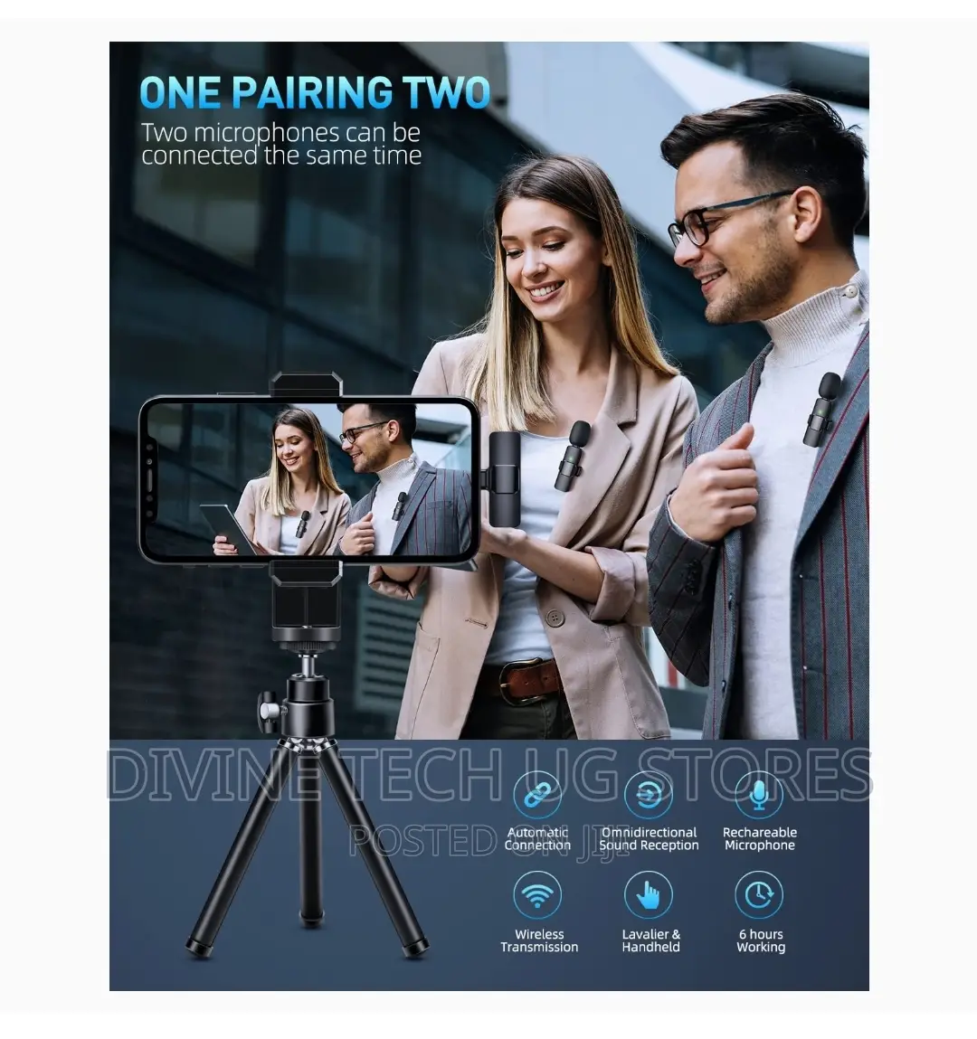 Dual Wireless Lavalier Microphone for iPhone + Type-C