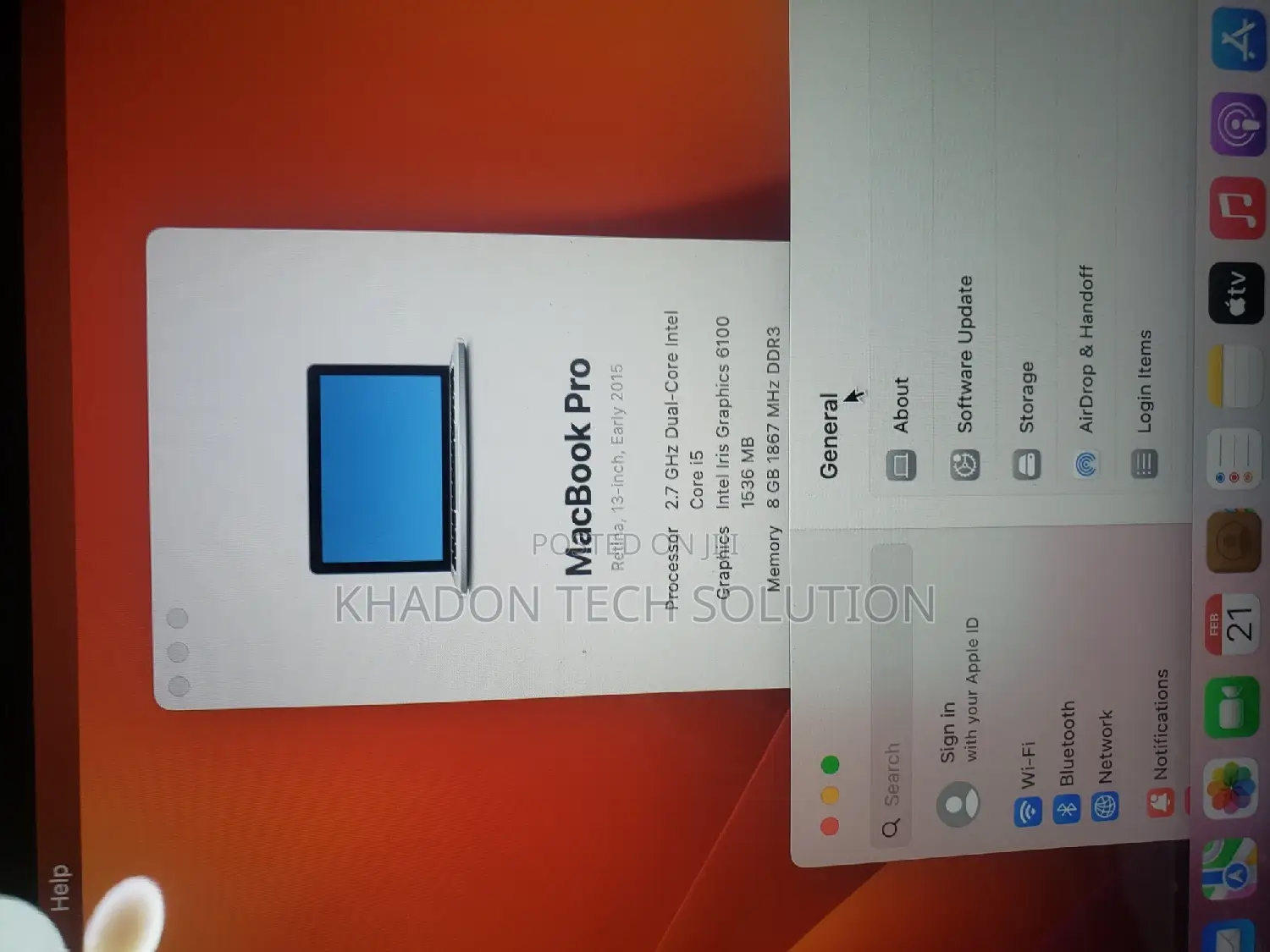 Laptop Apple MacBook Pro 2015 8GB Intel Core I5 SSD 256GB