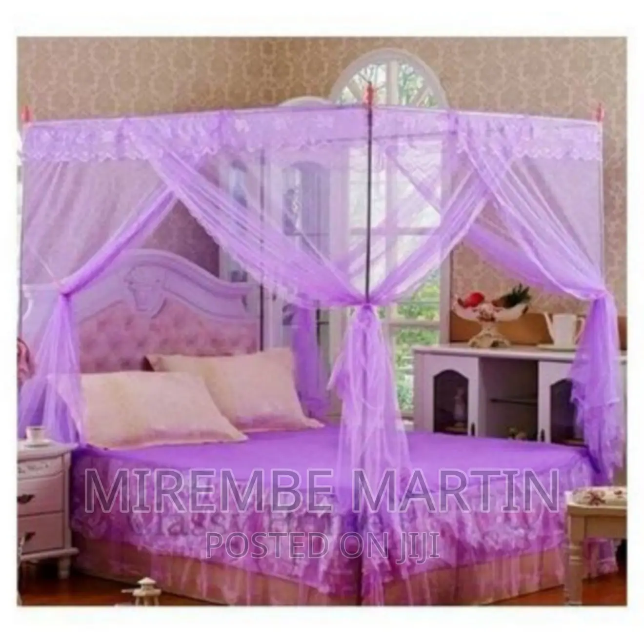 5*6 Mosquito Net With Stands- Purple