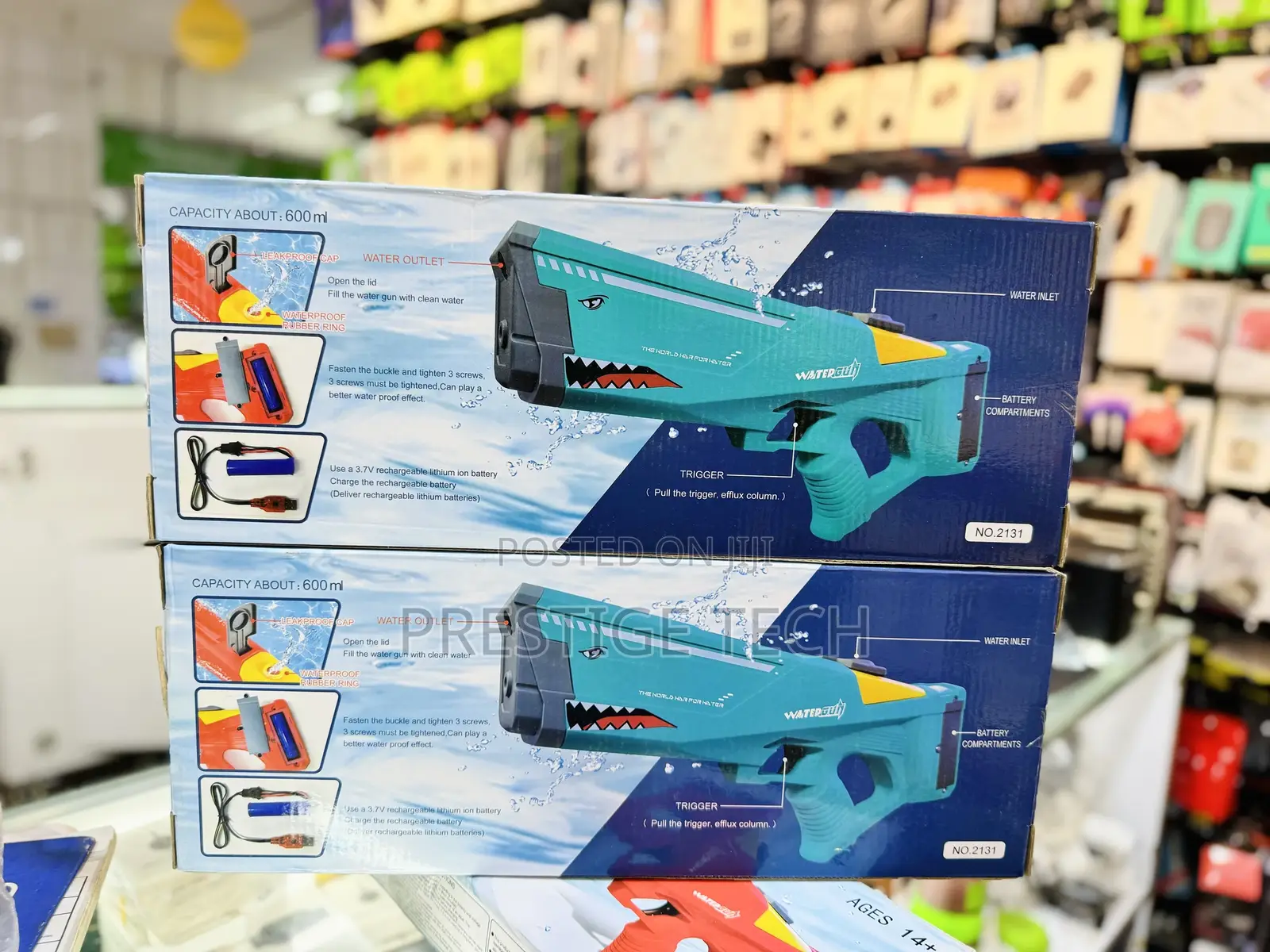 Kids Electric Water Gun (Shark Water Blaster Toy 32ft Spray)