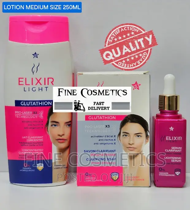 ELIXIR LIGHT | Advanced Glutathione Skin Whitening SET OF 3: for sale -  FINE COSMETICS  Price: USh 75,000 on Jiji.ug [Central Division]