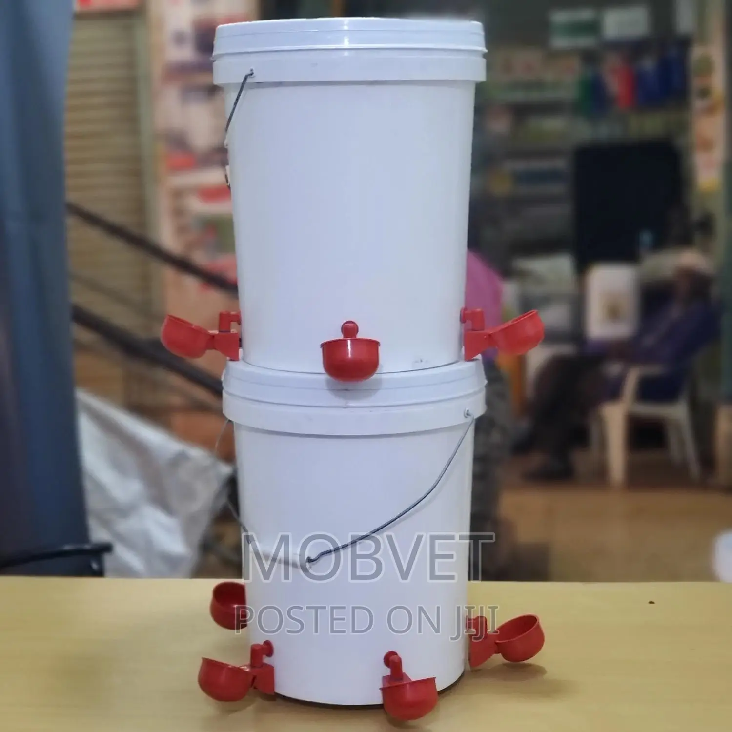 Red Cup Chicken Drinker Buckets 1