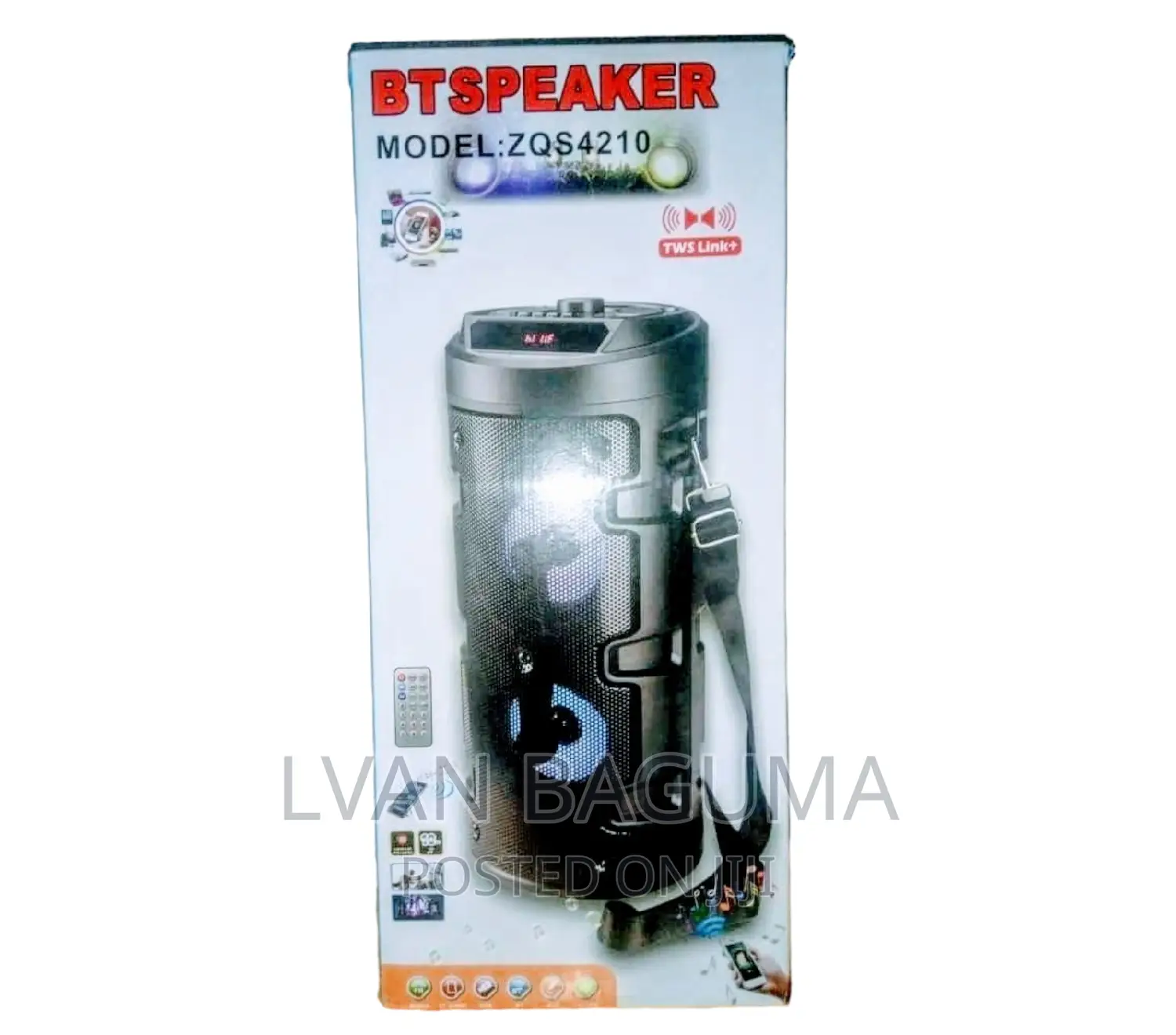 Tube Shaped Portable Bluetooth Speaker - Size 16 X 7 Inches.