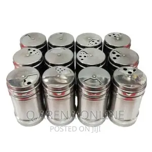 12 Pieces Stainless Steel Salt Pepper Spices Shakers-Silver