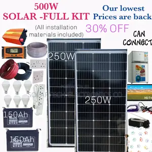 500W Solar System Full Kit/Two 250w Solar Panels and 300ah