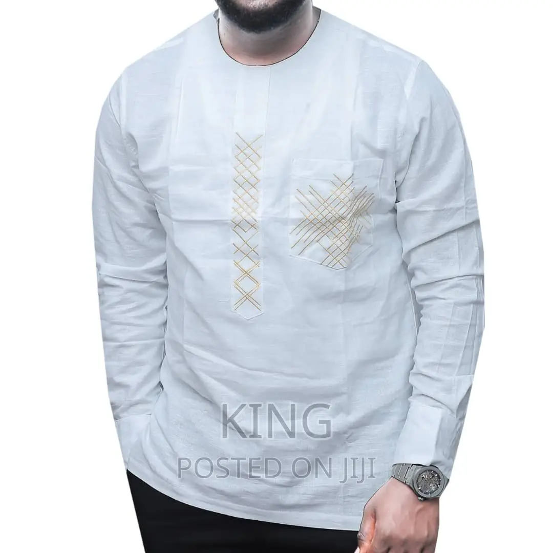 Kitengi. African Wear Shirt White. Long Sleeved
