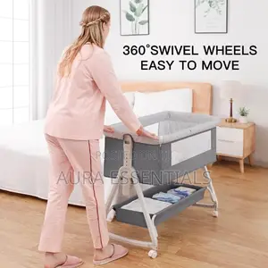 Aluminum Alloy Baby Bed Foldable Bedside Crib