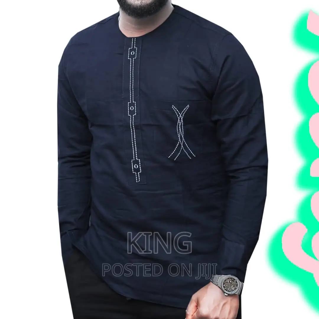 Men's African Wear Shirt. New. Navy Blue