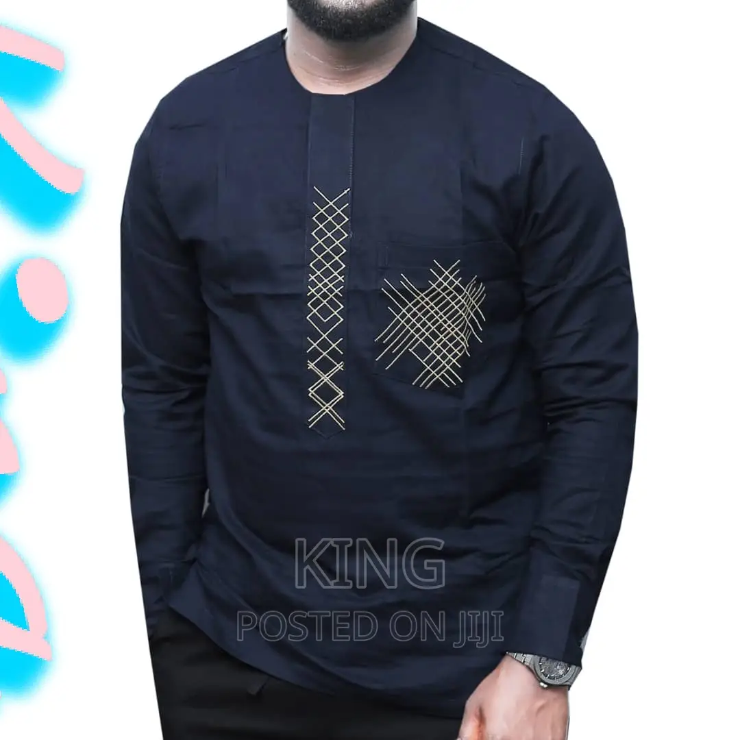 Men's African Wear Shirt. New. Navy Blue