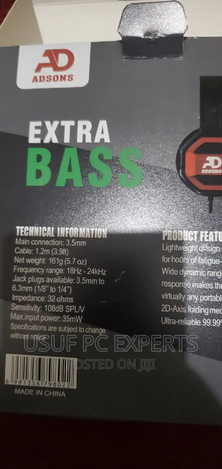 Adsons Wired Bass Headphones With Microphone