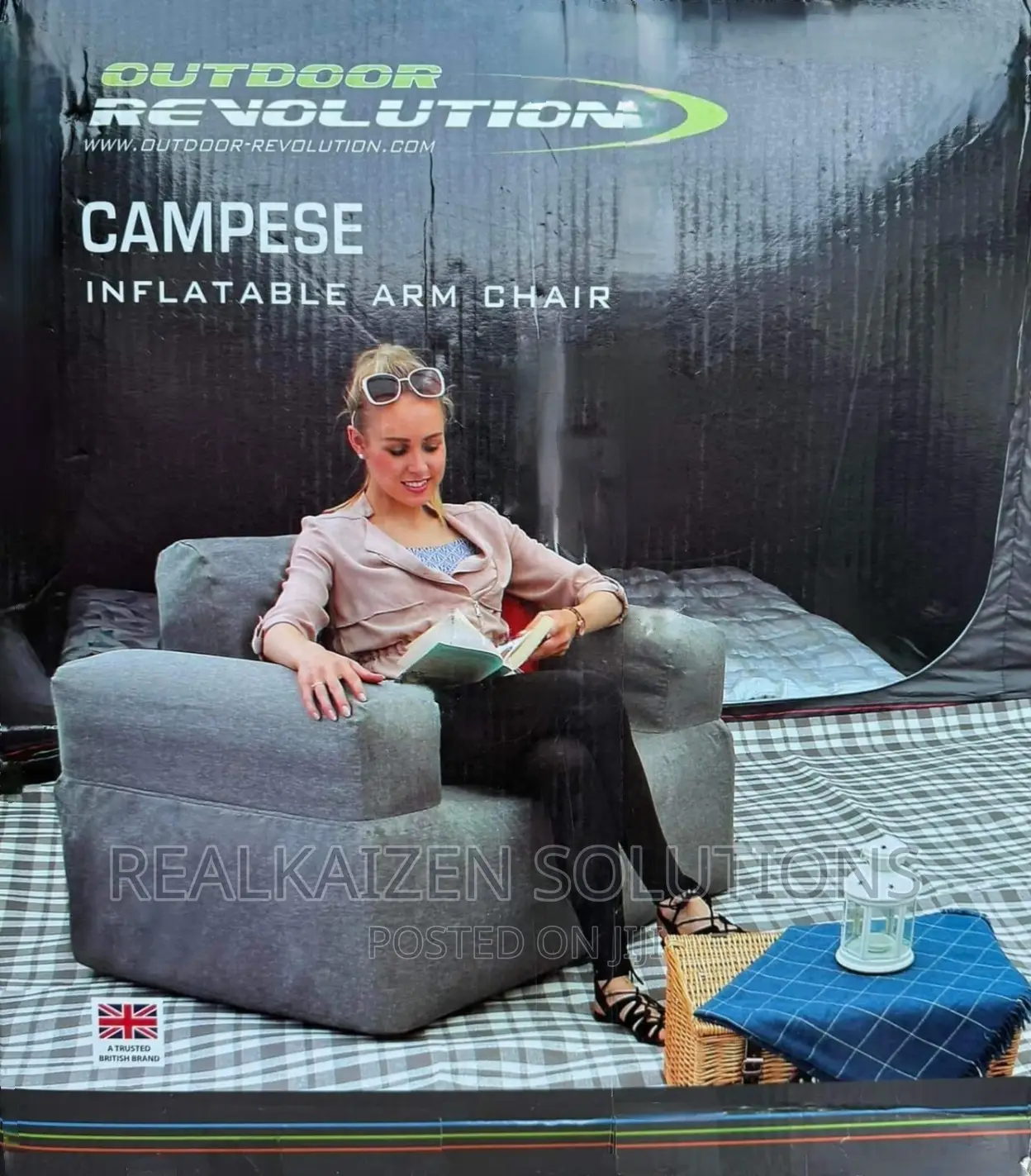 UK OUTDOOR REVOLUTION Campeze Inflatable Grey Arm Chair