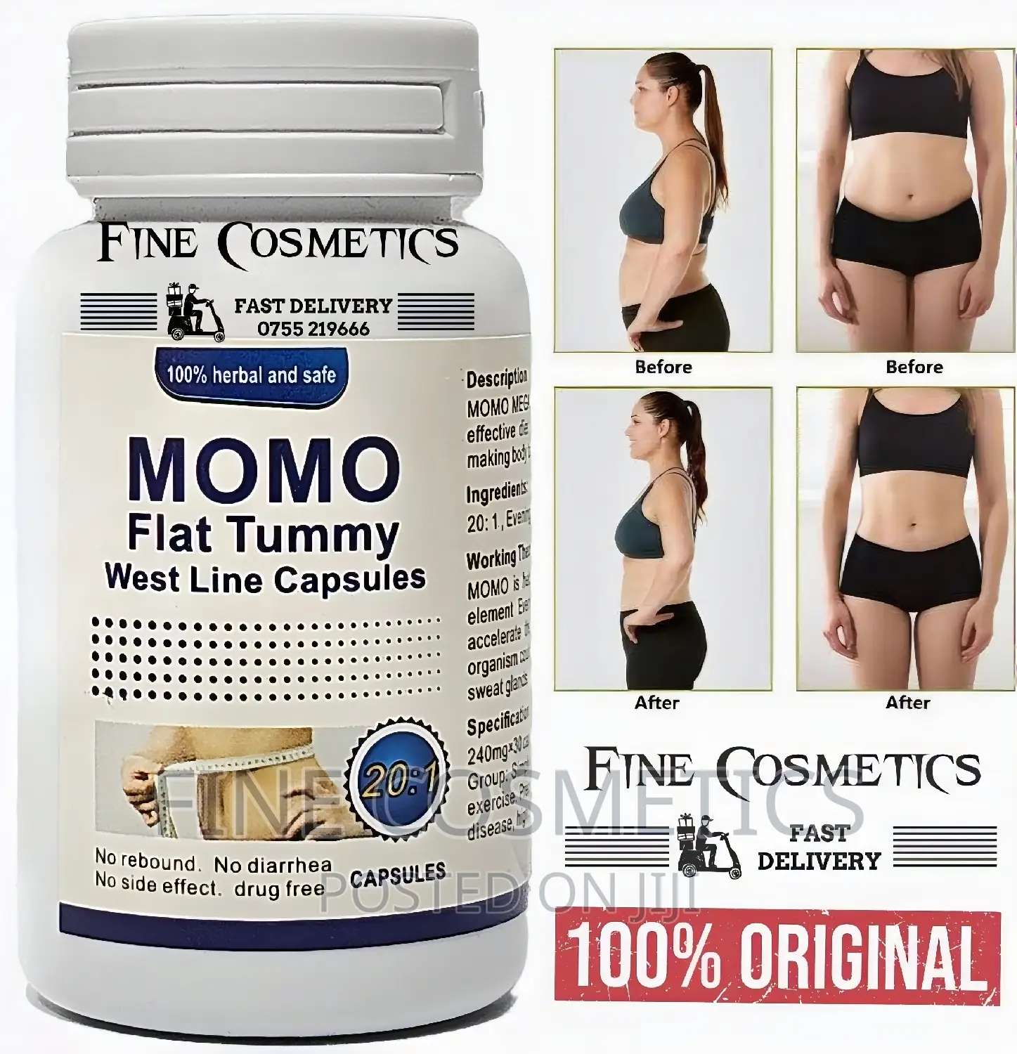 MOMO FLAT TUMMY CAPSULES VIP Weight Loss Slimming Pezo Mega.
