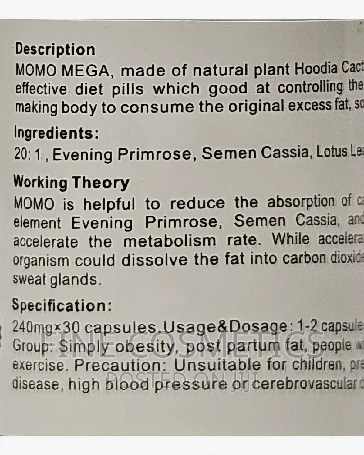 MOMO FLAT TUMMY CAPSULES VIP Weight Loss Slimming Pezo Mega.