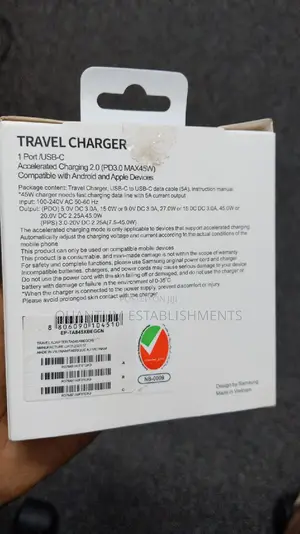 Samsung 45W PD Adapter With USB-C to USB- C Cable