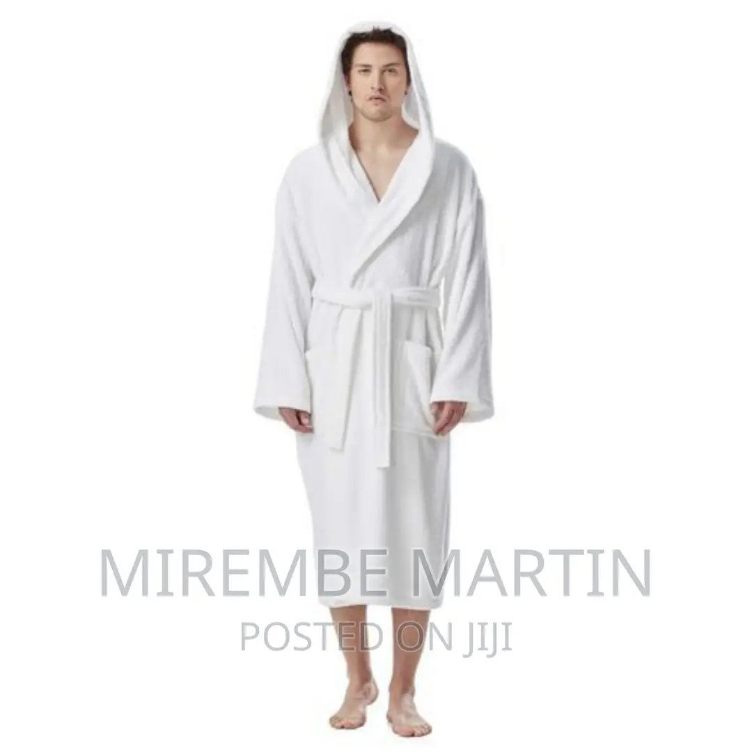 Unisex Hooded Bathrobe- White