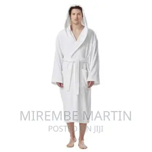 Unisex Hooded Bathrobe- White