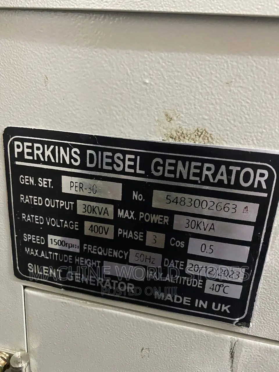 30kva Perkins Stand by Diesel Generator (Water Cooled)