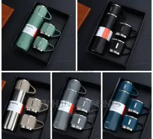 Double Wall Stainless Steel Vacuum Insulated Flask With Cups