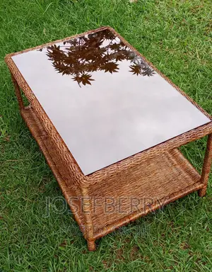 Woven Table Metallic Frame and Glass Top