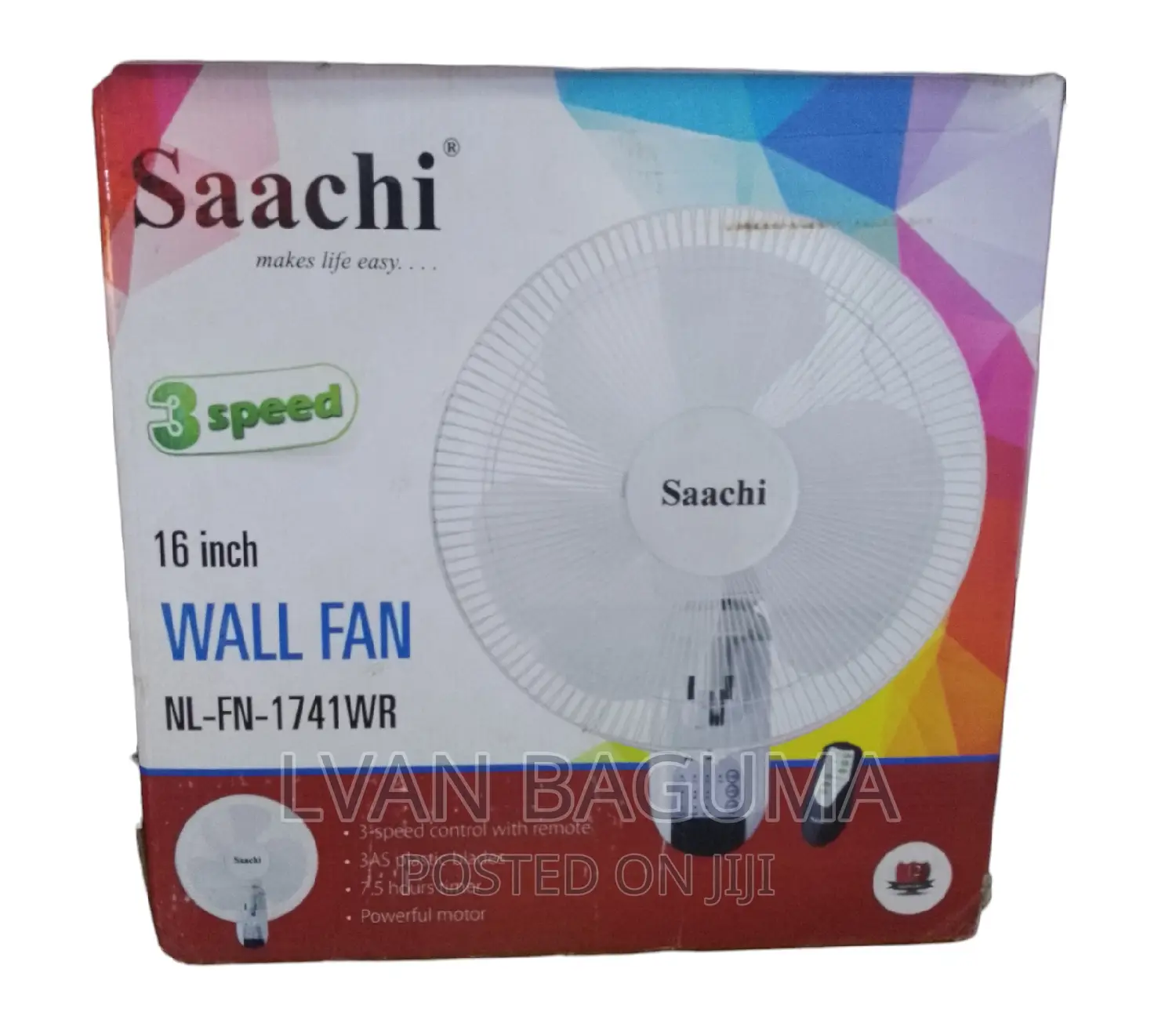 Saachi Wall Fan With a Remote - 3 Speed Control