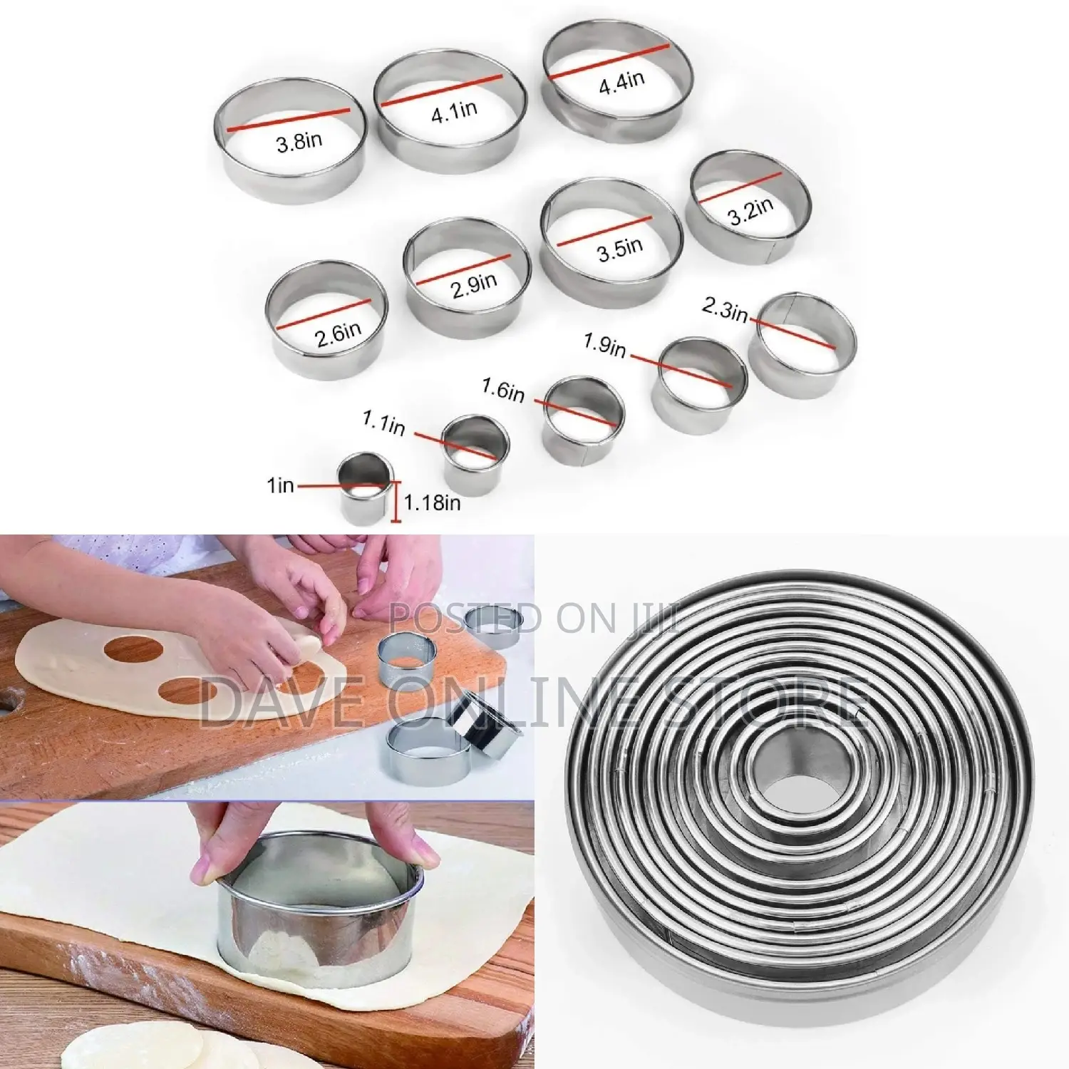 Graduated Circle for Pastry, Donut Cutter Ring Molds