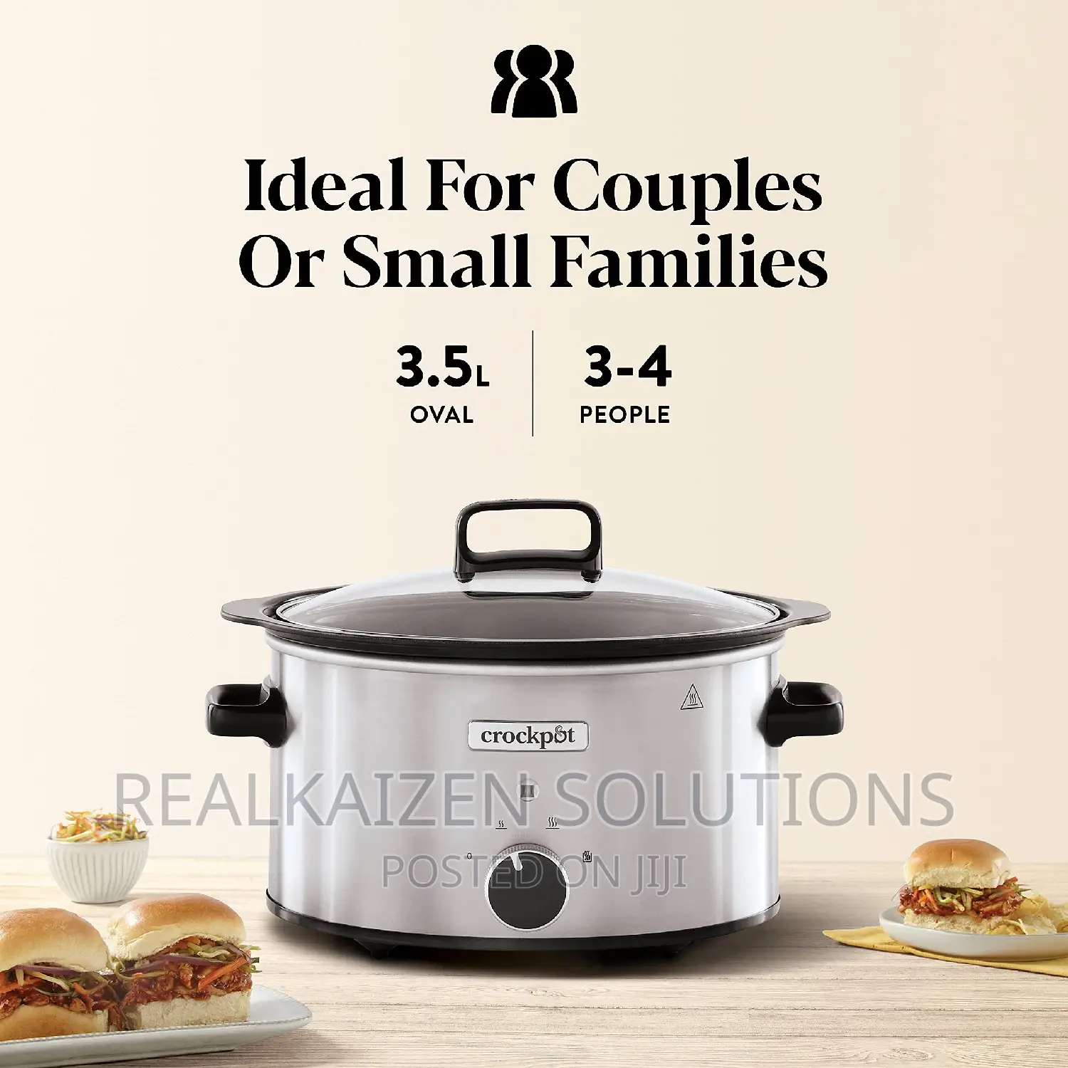 UK CROCKPOT 3.5L Stainless Steel Sizzle Stew Slow Cooker