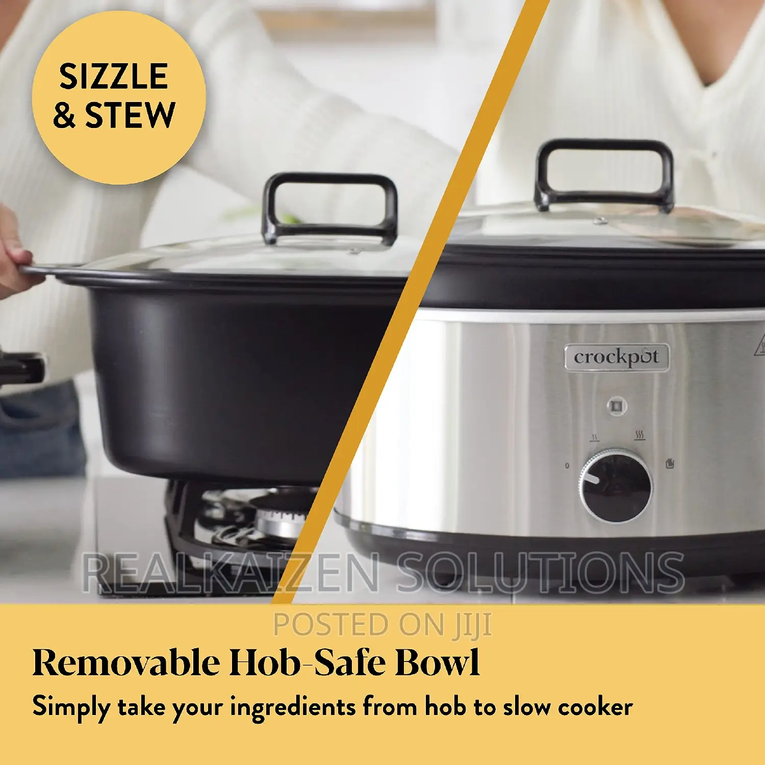 UK CROCKPOT 3.5L Stainless Steel Sizzle Stew Slow Cooker