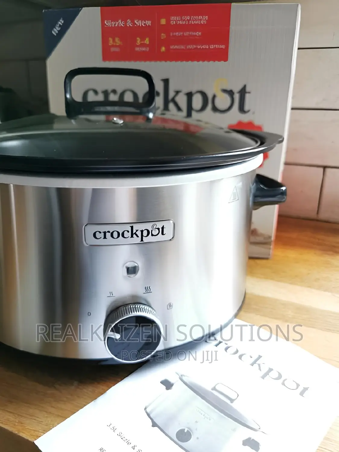 UK CROCKPOT 3.5L Stainless Steel Sizzle Stew Slow Cooker