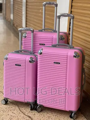 Set Of 3 Pcs Travel Waterproof Suitcase- Pink