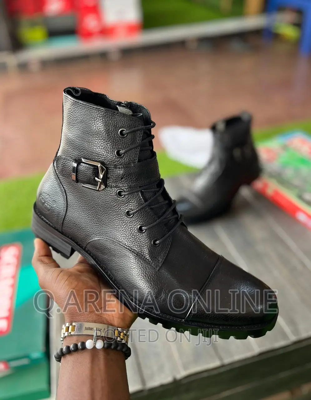 Men’S Classy Leather Boots-Black.