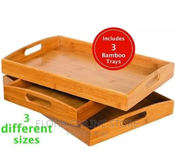3 PCS Bamboo Trays