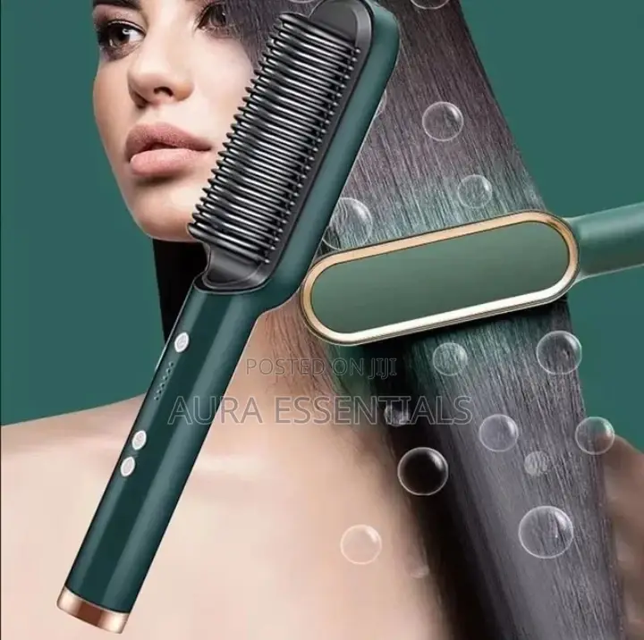 2 in 1 Hair Straightener Comb Straightening Brush Curler