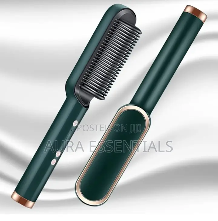 2 in 1 Hair Straightener Comb Straightening Brush Curler