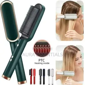 2 in 1 Hair Straightener Comb Straightening Brush Curler