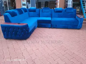 6 Seater Blue L.Sofa Set on Sale