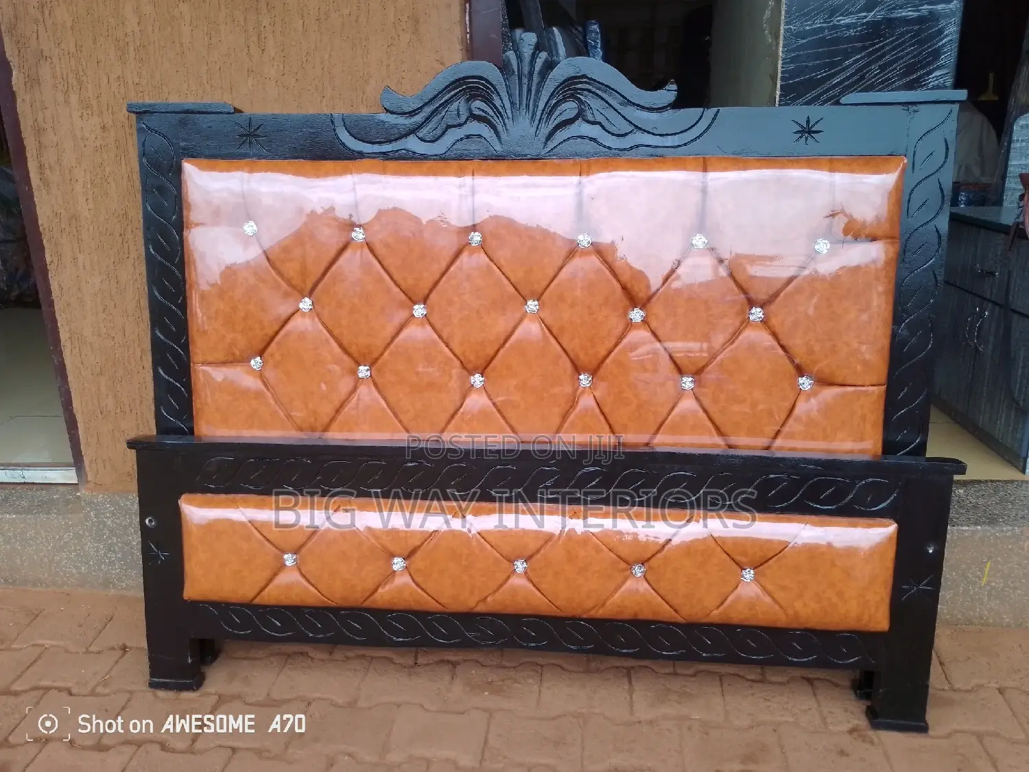 Black and Brown Leather Bed 5by6 on Sale