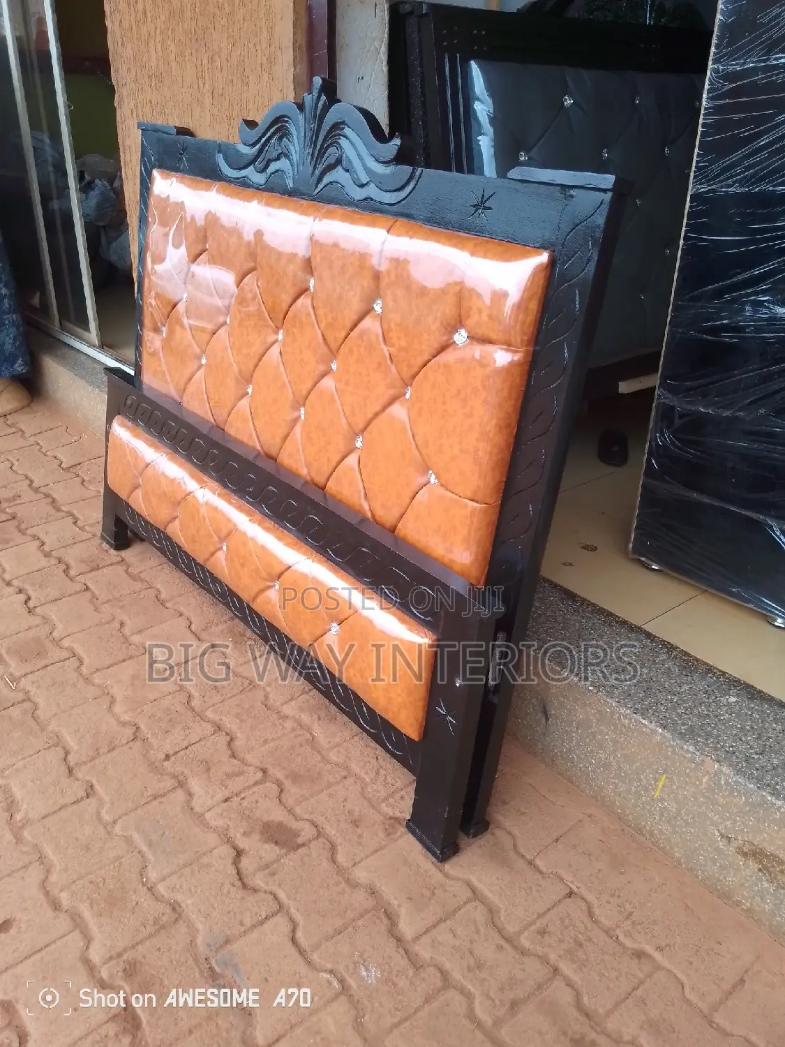 5*6 Brown Leather Bed H1