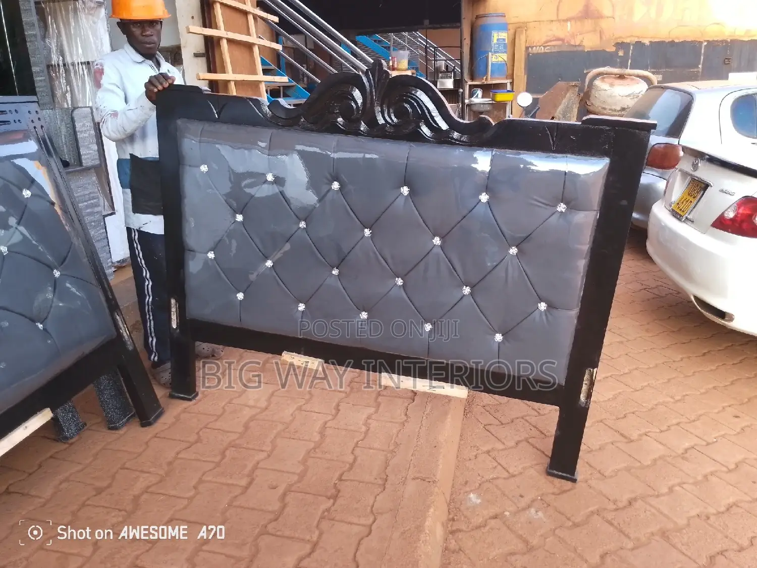 5by6 Gray Leather Bed R3