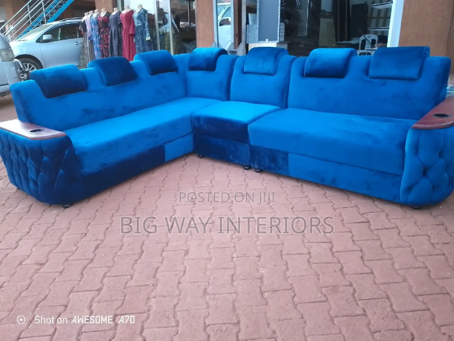 L Sofa Set Blue 6 Seater Available