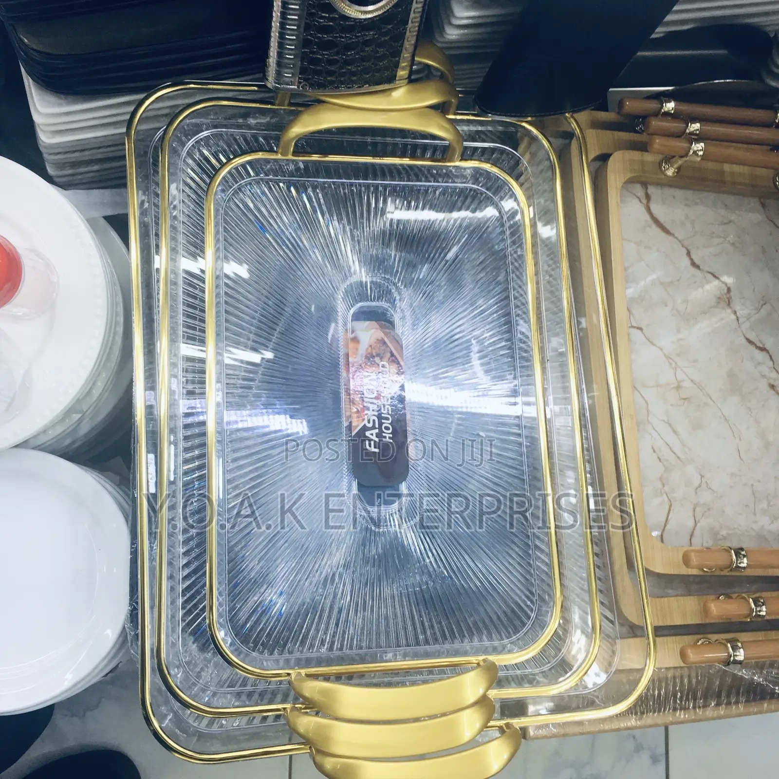 Transparent Melamine Trays Gold