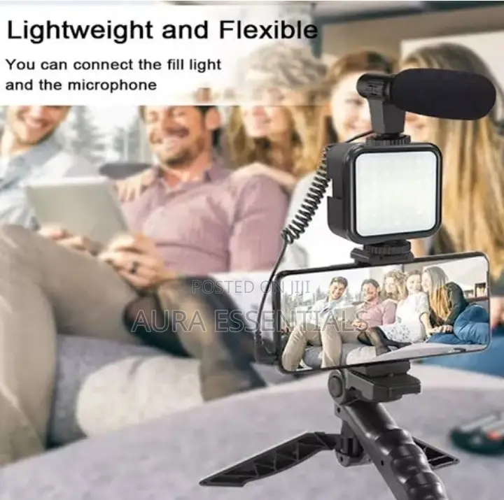 Smartphone Microphone Light Vlogging Video Kit