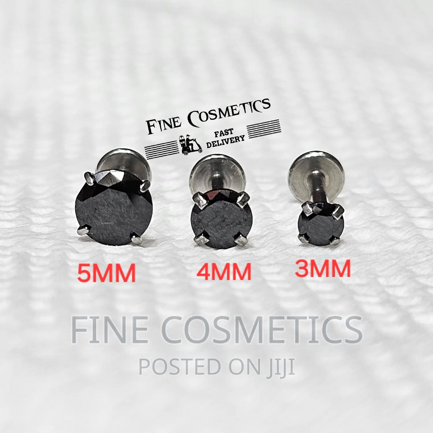 MEN'S BLACK Stainless Steel Ear Studs | 6mm And 8mm Earrings