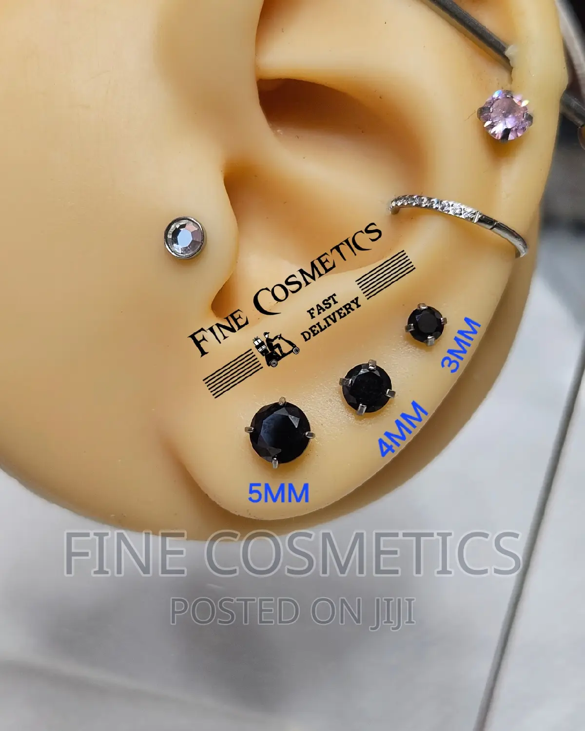 MEN'S BLACK Stainless Steel Ear Studs | 6mm And 8mm Earrings