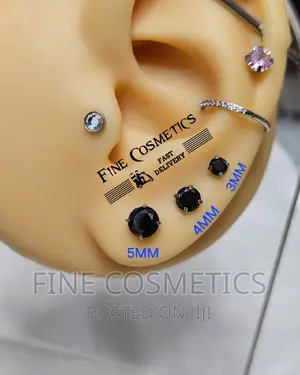 MEN'S BLACK Stainless Steel Ear Studs | 6mm And 8mm Earrings