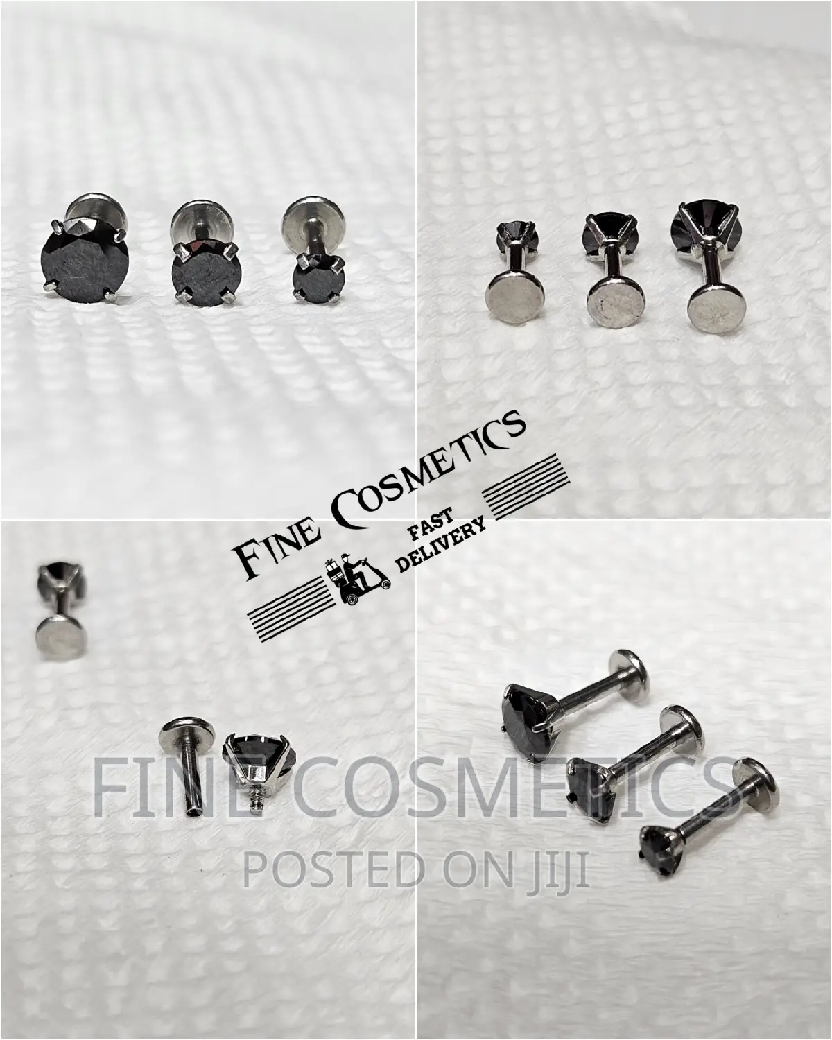 MEN'S BLACK Stainless Steel Ear Studs | 6mm And 8mm Earrings