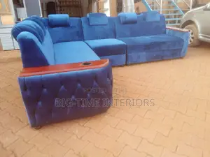 Elegant Blue L Sofa Set